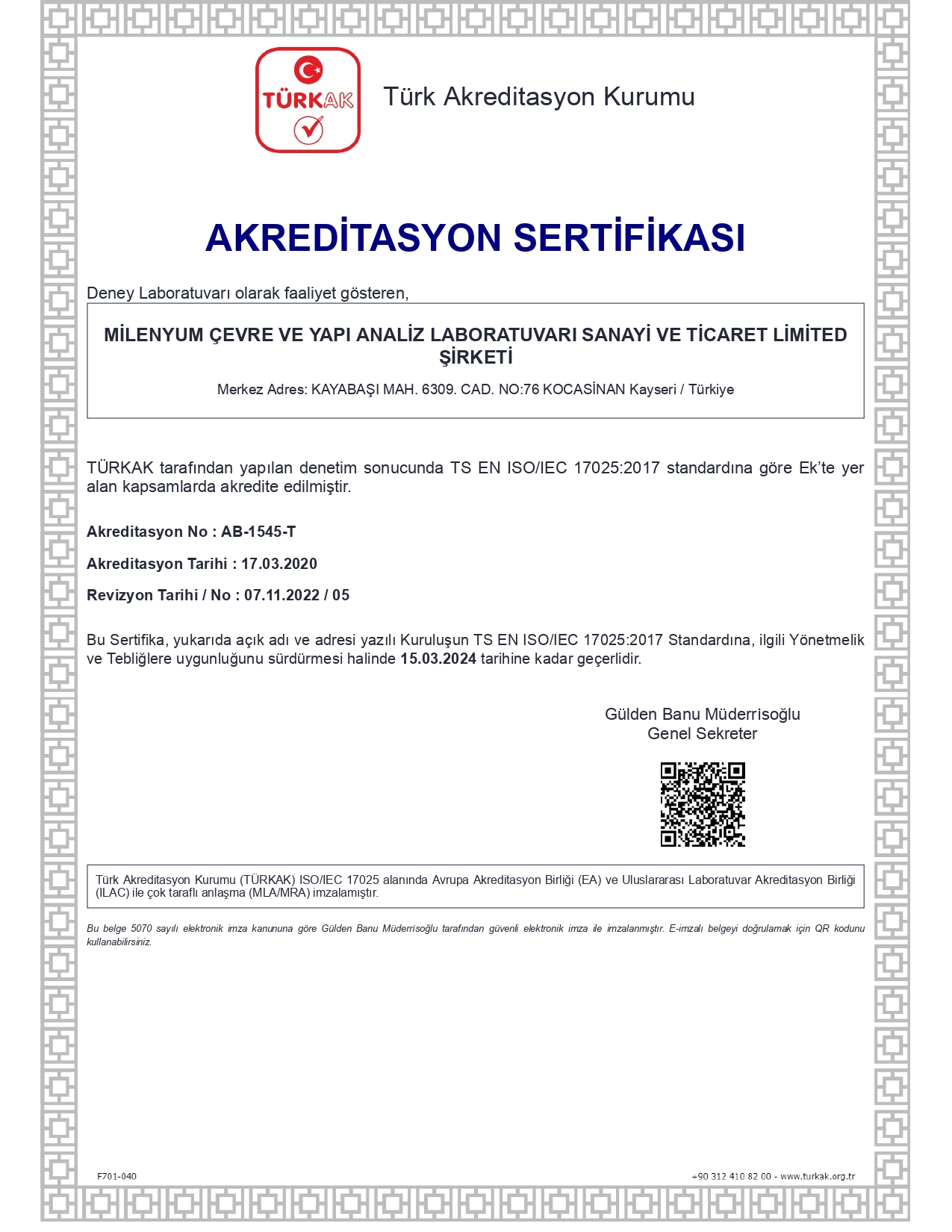 Yetki ve Akreditasyon Belgelerimiz